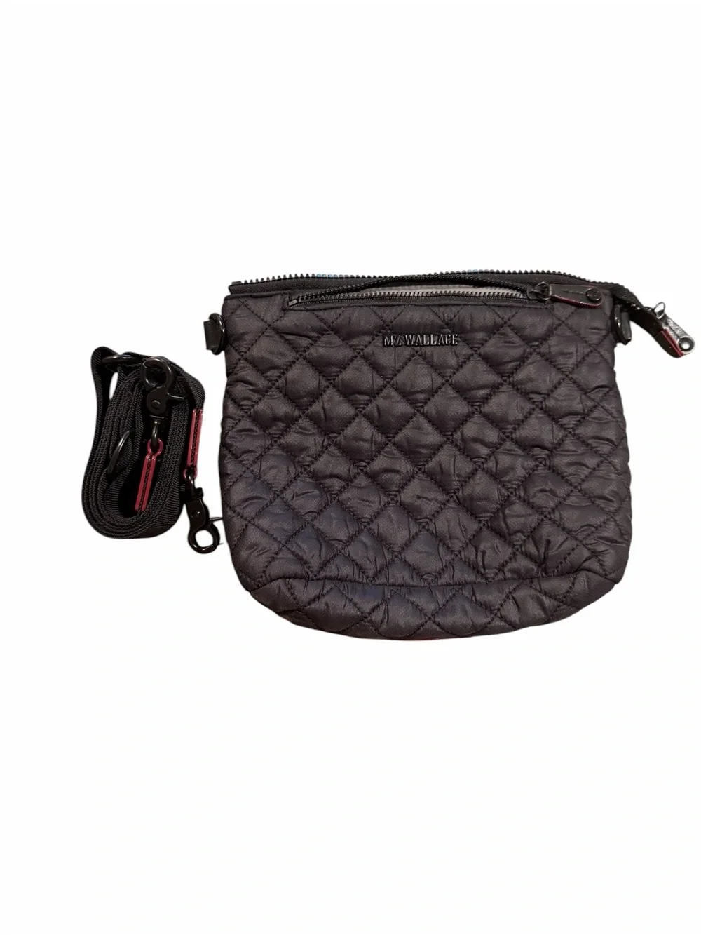 MZ Wallace Metro Scout Quilted Crossbody Bag - Black w/Red Accent Detail